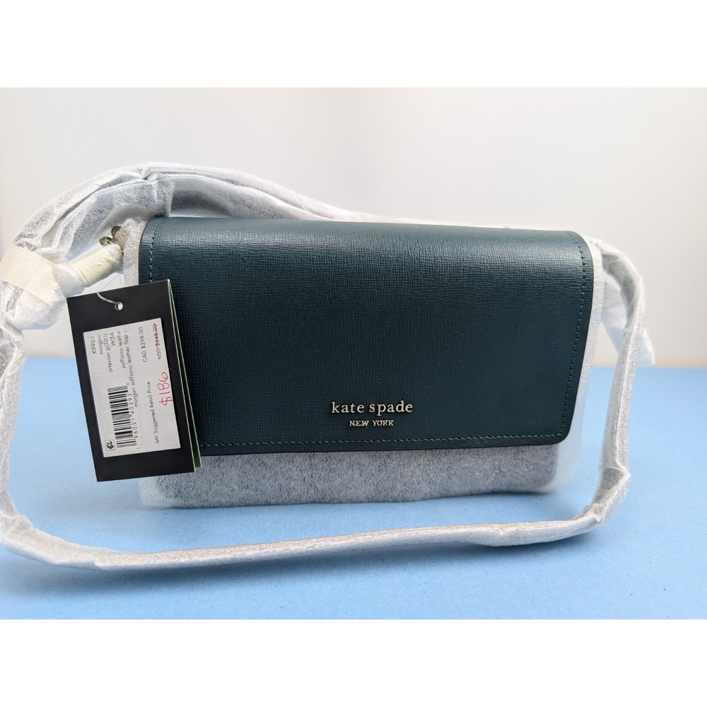 Kate Spade New York Morgan Saffiano Leather Crossbody Bag Blue Green K8925 NWT